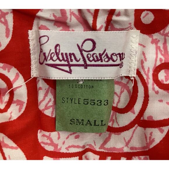 Vintage Evelyn Pearson Dress Frog Button Red White Hawaiian Vacation Size Small - Picture 8 of 9